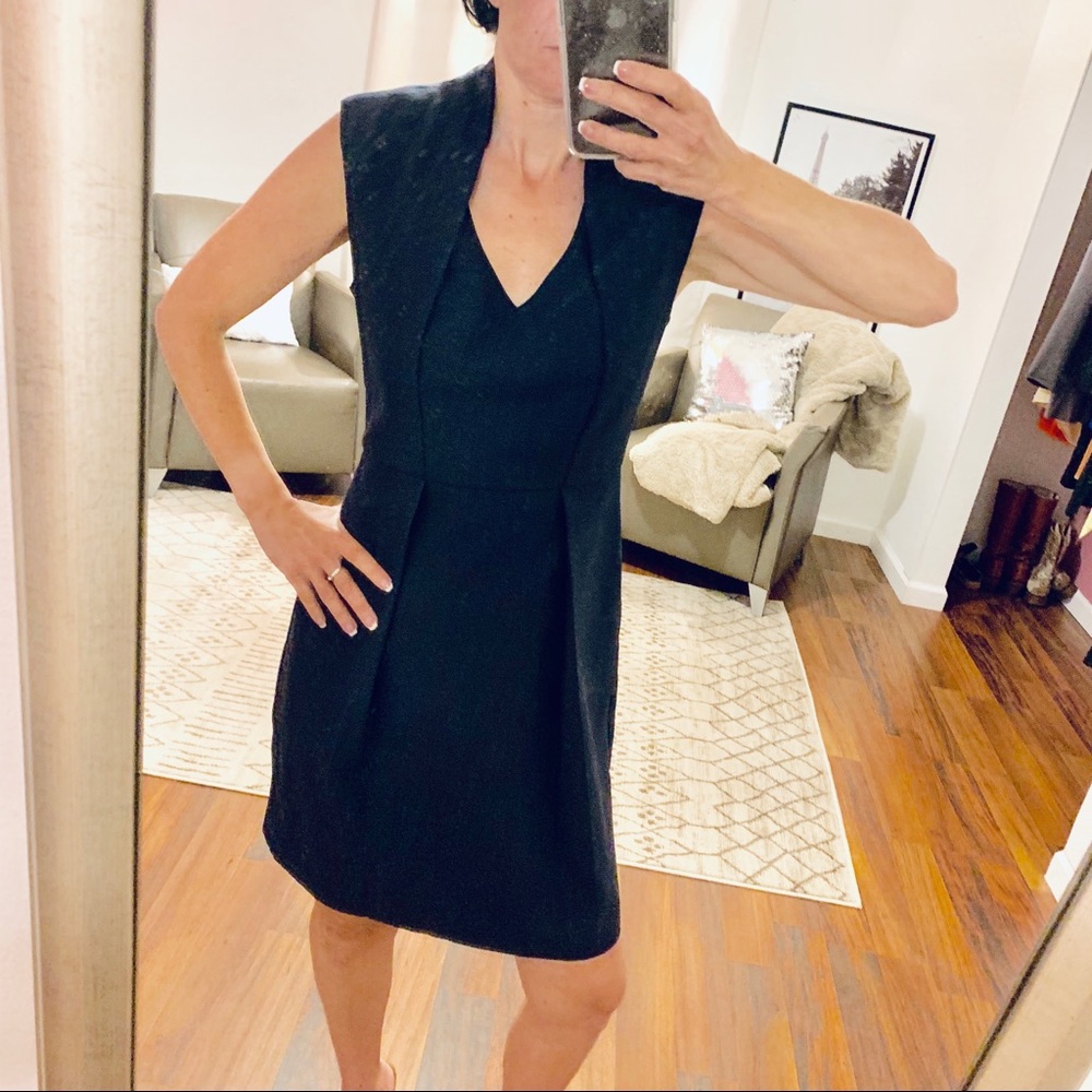 Velvet Black V Neck Fitted Dress Size Medium